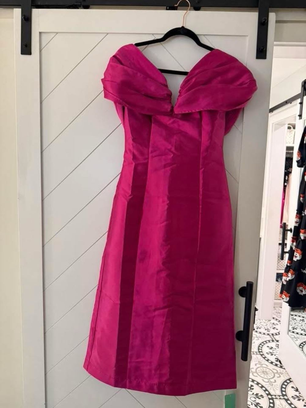 Nasty Gal Fuchsia Off-Shoulder Midi Dress